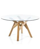 Table ronde Cork transparent/chêne - 75x137 cm