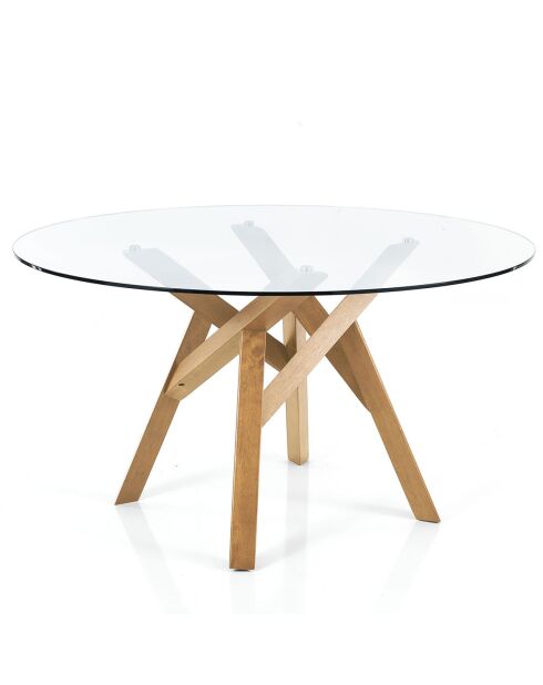 Table ronde Cork transparent/chêne - 75x137 cm