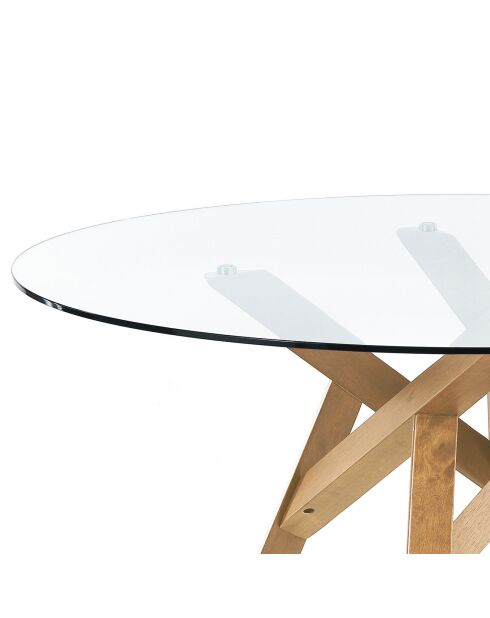 Table ronde Cork transparent/chêne - 75x137 cm