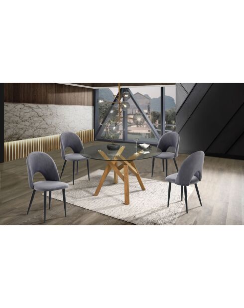 Table ronde Cork transparent/chêne - 75x137 cm