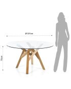 Table ronde Cork transparent/chêne - 75x137 cm