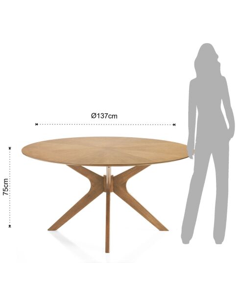 Table ronde Tallin chêne - 75x137 cm