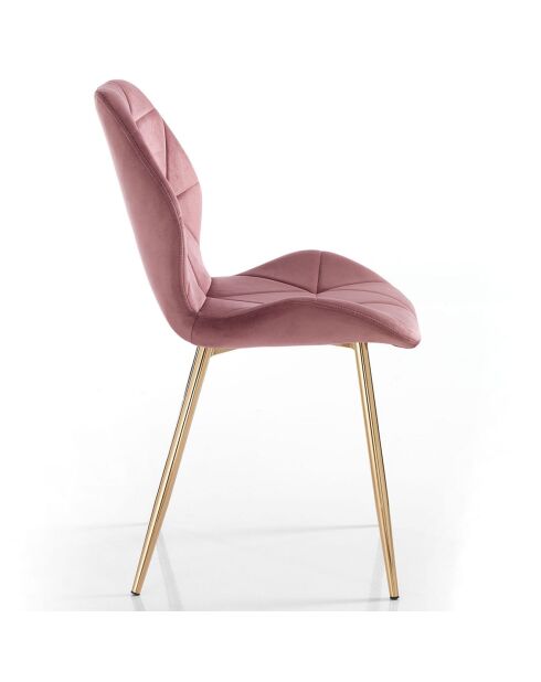 4 Chaises New Kemy rose/doré - 87x49x59 cm
