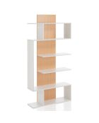 Bibliothèque à colonnes Tower-B blanc/chêne - 170x80x25.5 cm