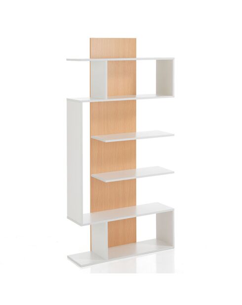 Bibliothèque à colonnes Tower-B blanc/chêne - 170x80x25.5 cm