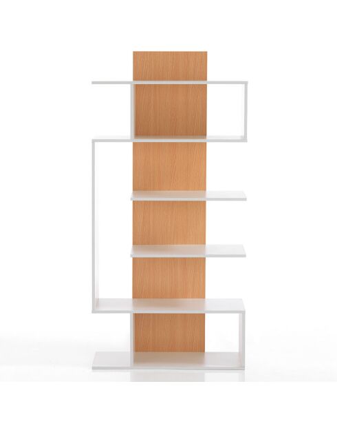 Bibliothèque à colonnes Tower-B blanc/chêne - 170x80x25.5 cm