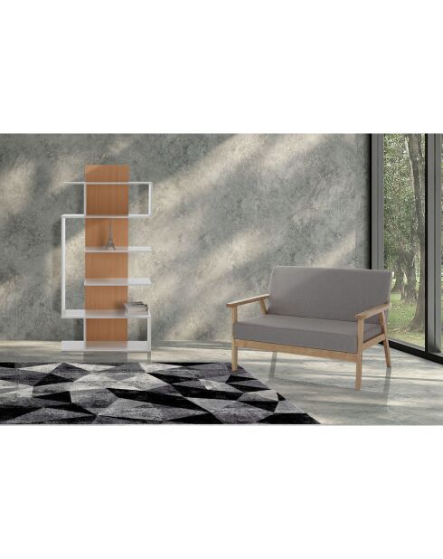 Bibliothèque à colonnes Tower-B blanc/chêne - 170x80x25.5 cm