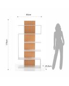 Bibliothèque à colonnes Tower-B blanc/chêne - 170x80x25.5 cm