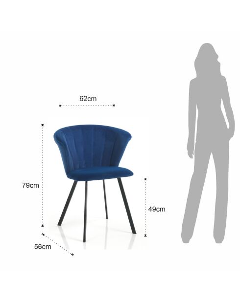 2 Chaises Noah bleu/noir - 79x6256 cm