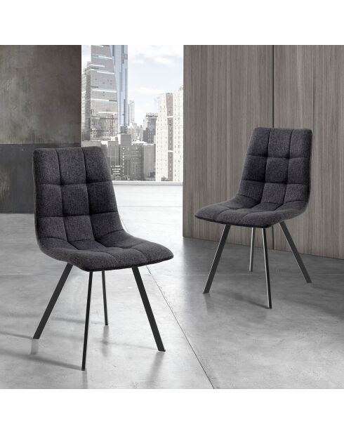 4 Chaises tapissée New Tania anthracite/noir - 46x56x85 cm