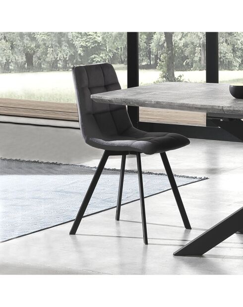 4 Chaises tapissée New Tania anthracite/noir - 46x56x85 cm