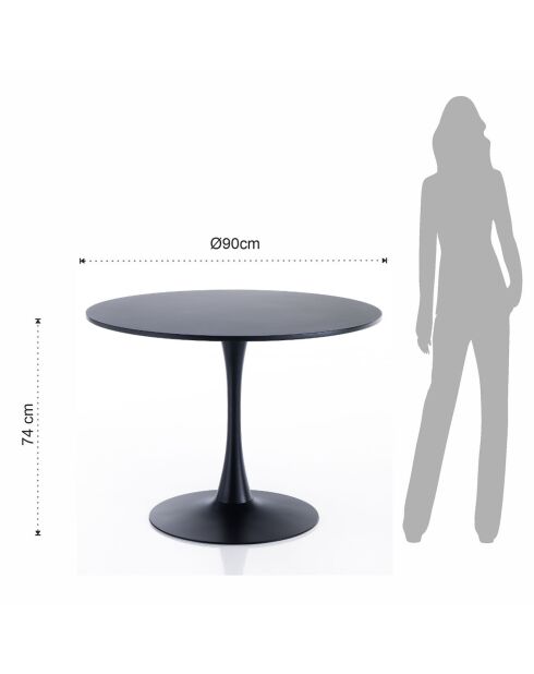 Table ronde Kyoto noire - 74x90 cm