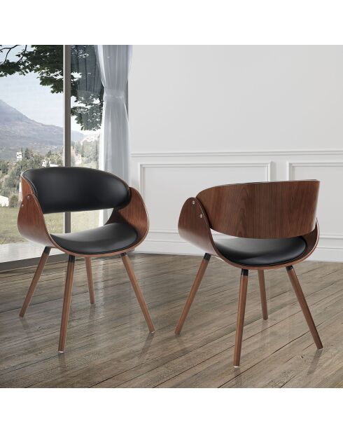 Chaise Visby Evo noyer/noir - 73x54x52 cm