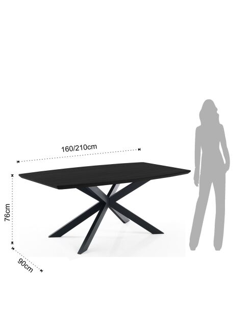 Table à rallonge Hics 4 noire - 76x90x160/210 cm