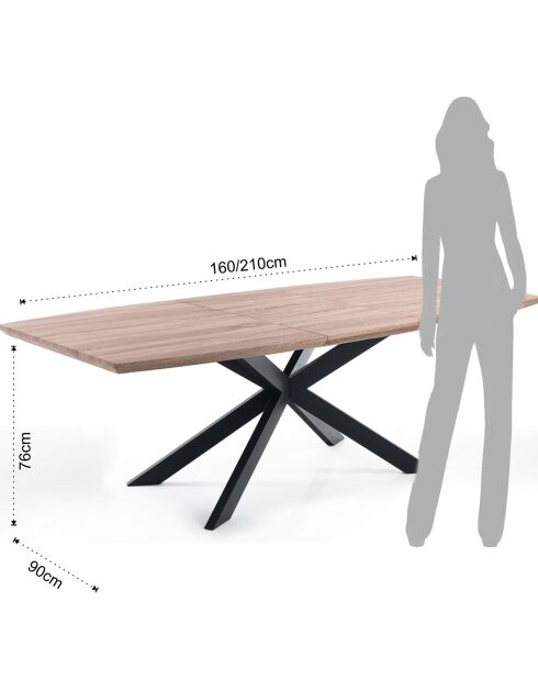 Table à rallonge Hics 5 chêne/noir - 76x90x160/210 cm