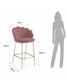 Tabouret Shell rose/doré - 92x56x58 cm
