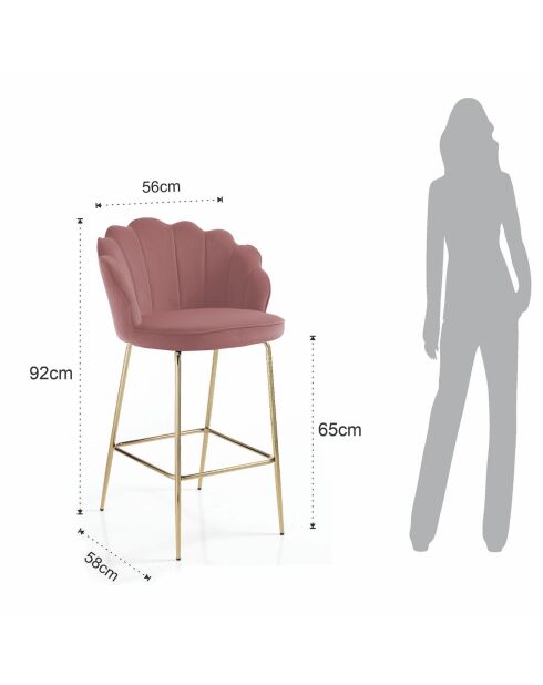 Tabouret Shell rose/doré - 92x56x58 cm