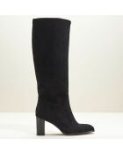 Bottes en Velours de Cuir Cavanna noires - Talon 7 cm