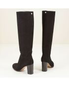 Bottes en Velours de Cuir Cavanna noires - Talon 7 cm