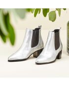 Chelsea boots en Cuir Fali argentées - Talon 5 cm