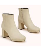 Bottines en Velours de Cuir Zorine beiges - Talon 7 cm