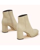 Bottines en Velours de Cuir Zorine beiges - Talon 7 cm