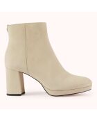 Bottines en Velours de Cuir Zorine beiges - Talon 7 cm