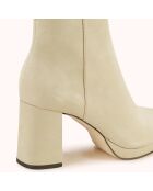 Bottines en Velours de Cuir Zorine beiges - Talon 7 cm