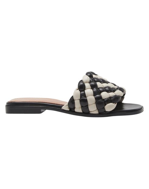 Mules en Cuir Minou noir/blanc