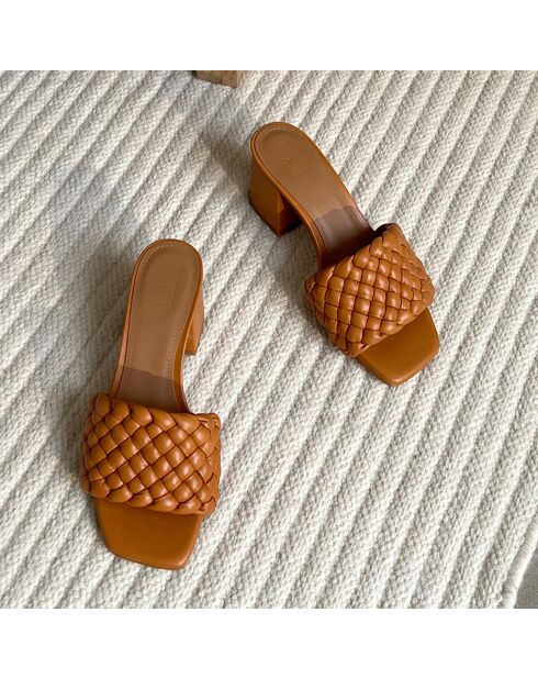 Mules en Cuir Odessa cognac - Talon 5.5 cm