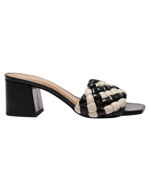 Mules en Cuir Odessa noir/blanc - Talon 5.5 cm