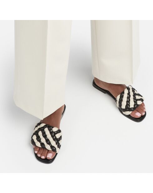 Mules en Cuir Minou noir/blanc