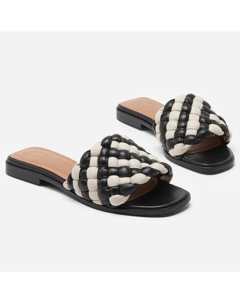 Mules en Cuir Minou noir/blanc