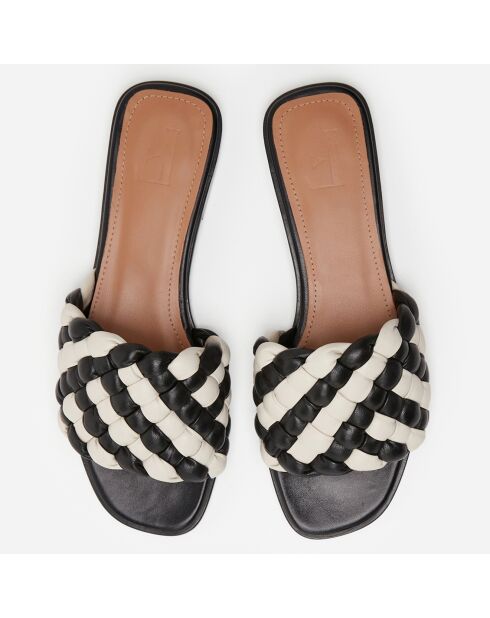 Mules en Cuir Minou noir/blanc
