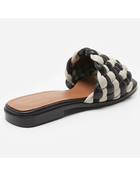 Mules en Cuir Minou noir/blanc