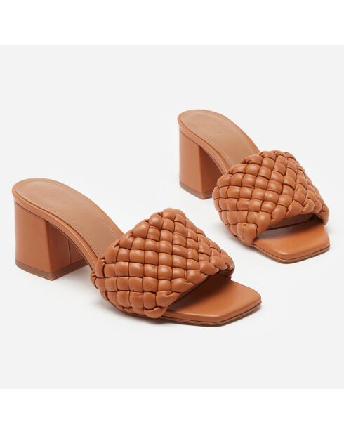 Mules en Cuir Odessa cognac - Talon 5.5 cm