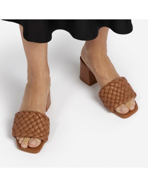 Mules en Cuir Odessa cognac - Talon 5.5 cm