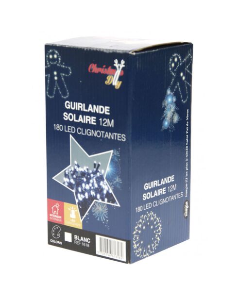 Guirlande solaire électrique 180 LEDs noire - 12 m