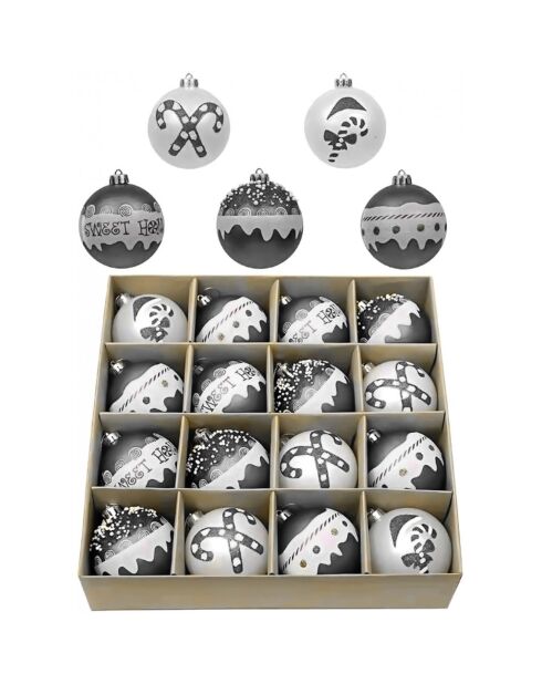 16 Boules argentées - D.6 cm