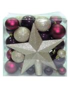 Coffret 50 boules + 1 étoile multicolore - 46x27x47 cm