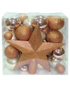 Coffret 50 boules + 1 étoile multicolore - 46x27x47 cm