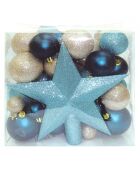 Coffret 50 boules + 1 étoile multicolore - 46x27x47 cm