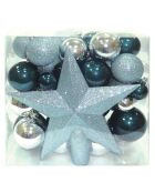 Coffret 50 boules + 1 étoile multicolore - 46x27x47 cm