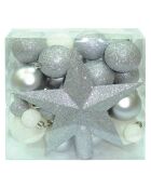 Coffret 50 boules + 1 étoile multicolore - 46x27x47 cm