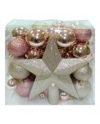 Coffret 50 boules + 1 étoile multicolore - 46x27x47 cm