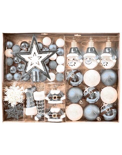 Set décoration sapin argenté - 71 pièces