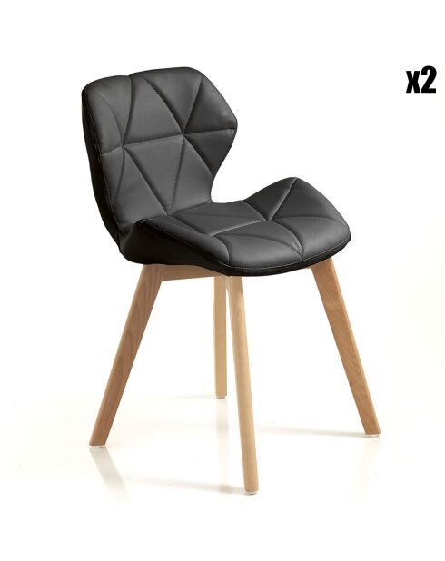 2 Chaises New Kemi-A noir/chêne - 77x48x55 cm