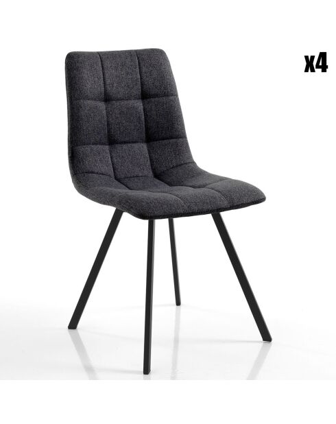 4 Chaises tapissée New Tania anthracite/noir - 46x56x85 cm