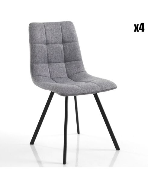 4 Chaises tapissée New Tania gris/noir - 46x56x85 cm