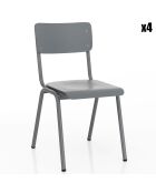 4 Chaises Old School grises - 80x44x57 cm
